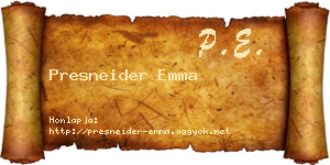 Presneider Emma névjegykártya